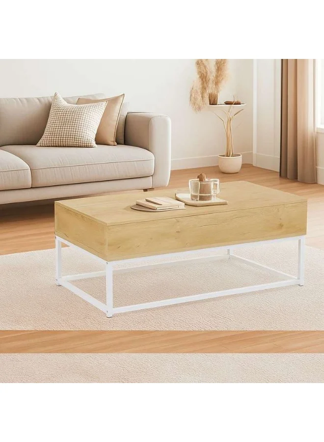 Pan Home Lionel Coffee Table Natural & White (Modern Minimalist Living Room Furniture) n9tuu