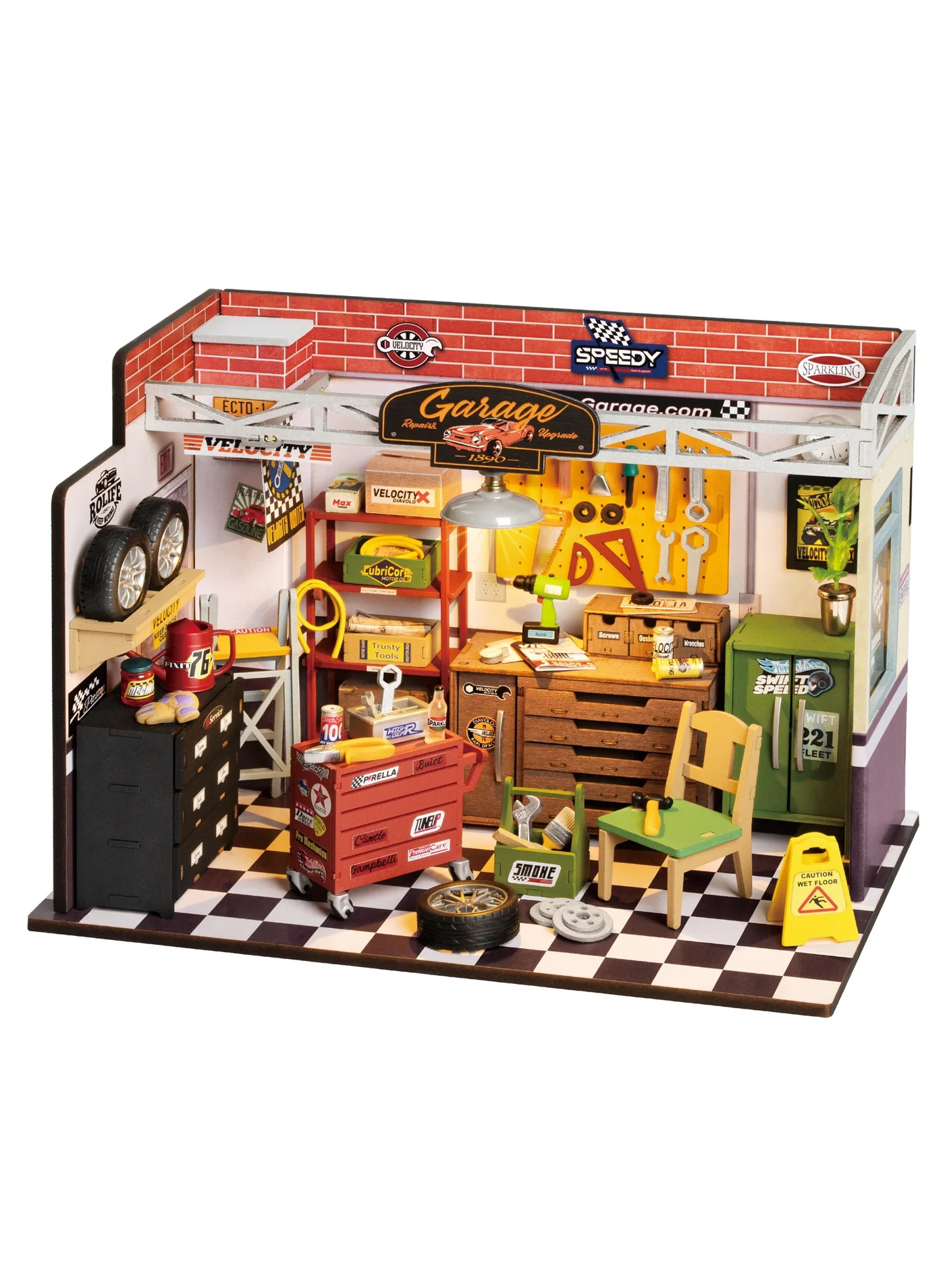 DIY Miniature Garage Workshop Wooden Puzzle Kit (Premium Wood, 19 cm x 15 cm x 16 cm) 0ei00