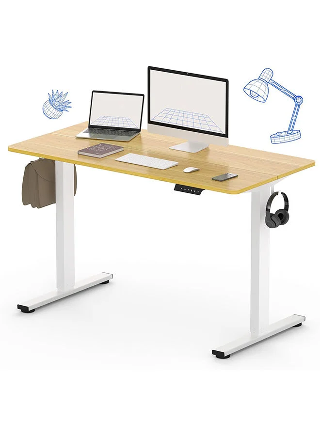 SKY-TOUCH Electric Adjustable Height Desk, Ergonomic Standing Computer Workstation with Memory Settings and Storage Hook (127x34.5x14.5 cm) iupxm