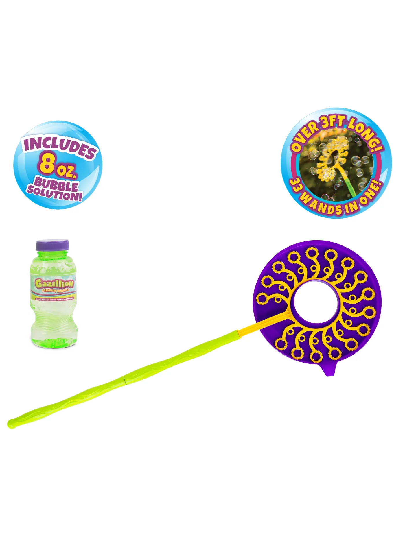 Mega-Zillion Bubble Wand Set with Premium Solution (236 mL) Outdoor Play Activity for Kids and Adults b0u2e