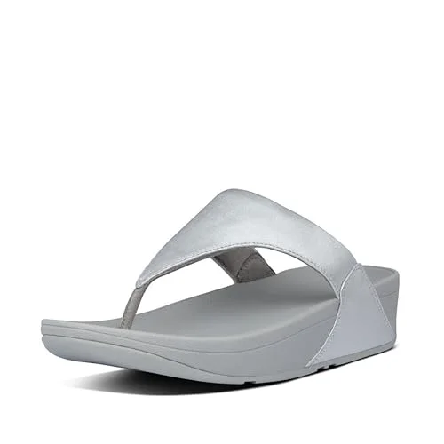 Premium Leather Toe-Post Sandals Comfortable Arch Support Footwear for Women (Silver, Size 39) x9bua