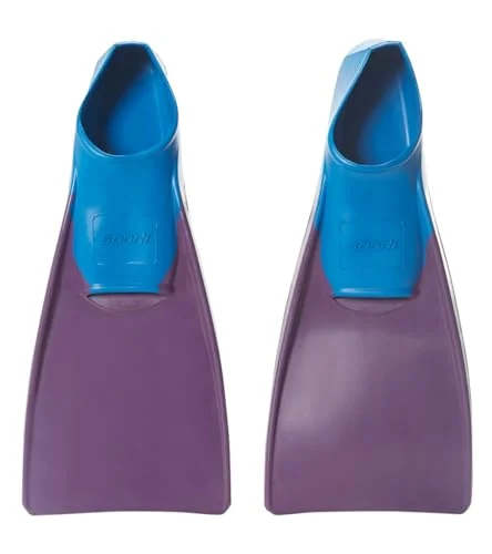 Sporti Short Swim Fins Floating Flippers for Swimming and Snorkeling Training (Purple and Blue, Youth Size 34-35) wmoqz