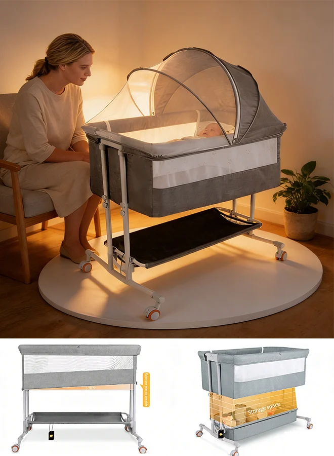 Kidle Multifunctional Baby Bassinet Crib Premium Metal Frame Bedside Sleeper for Infants (9-12 Months) ymroy