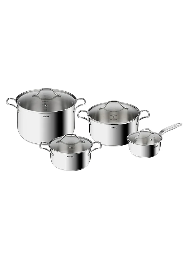 Premium Stainless Steel 8-Piece Cookware Set with Glass Lids (16cm, 20cm, 24cm, 28cm) gpia4