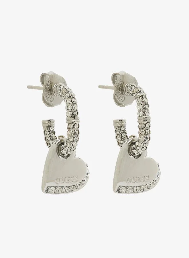 Premium Hearts Pave J Hoop Earrings Gold-Tone Elegant Jewelry for Women w6ccx