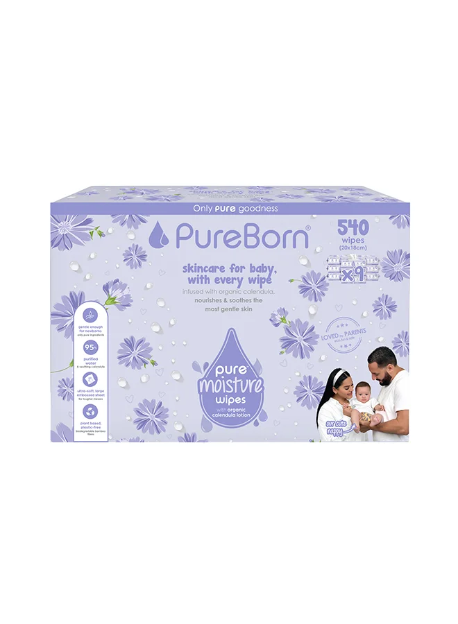 PureBorn Pure Moisture Baby Wipes with Organic Calendula Lotion (9 Pack) zcrrp
