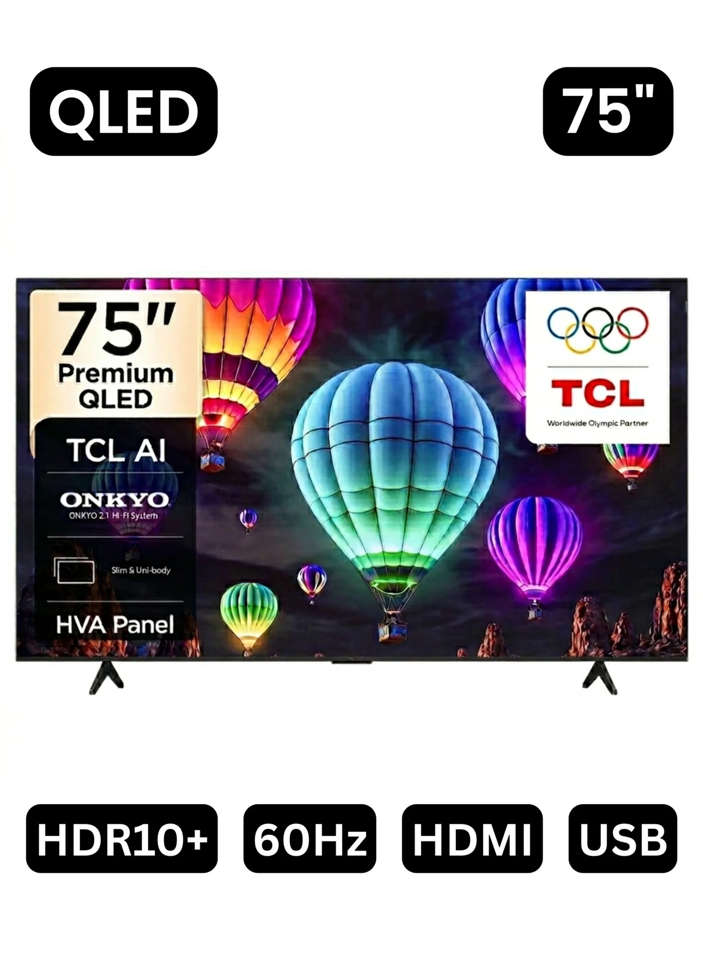 TCL 75-inch QLED 4K Smart TV Premium HVA Panel with Dolby Vision and Atmos (Black, 190 cm) gwvd2