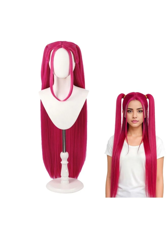 OSHIMA Anime Cosplay Wig Long Braided Synthetic Hair Premium Heat-Resistant Fiber for Halloween Party (Red, 60 cm) yg85d