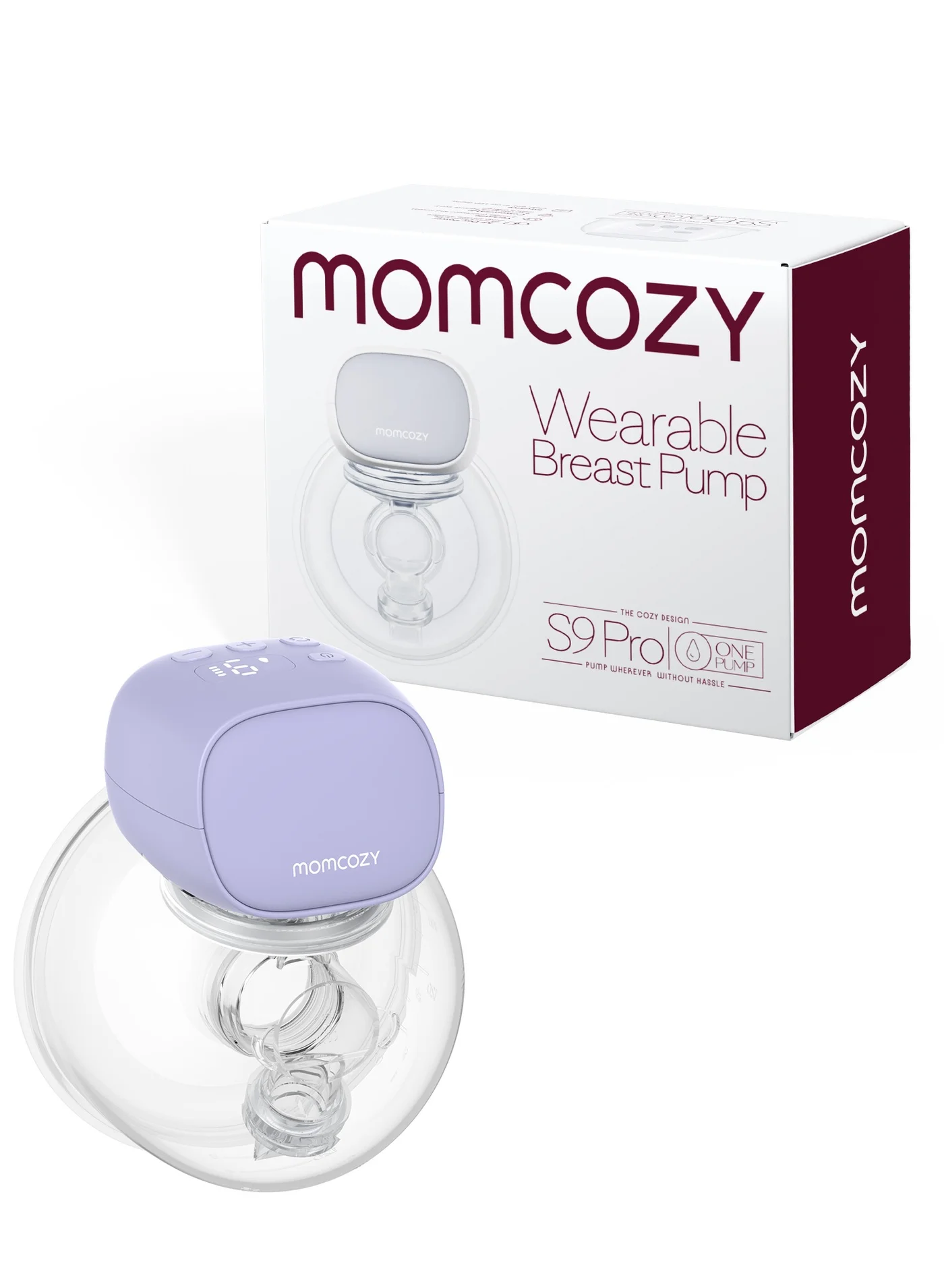 Momcozy S9 Pro Wearable Electric Breast Pump Hands-Free LED Display (Purple, 24mm) jaf9j