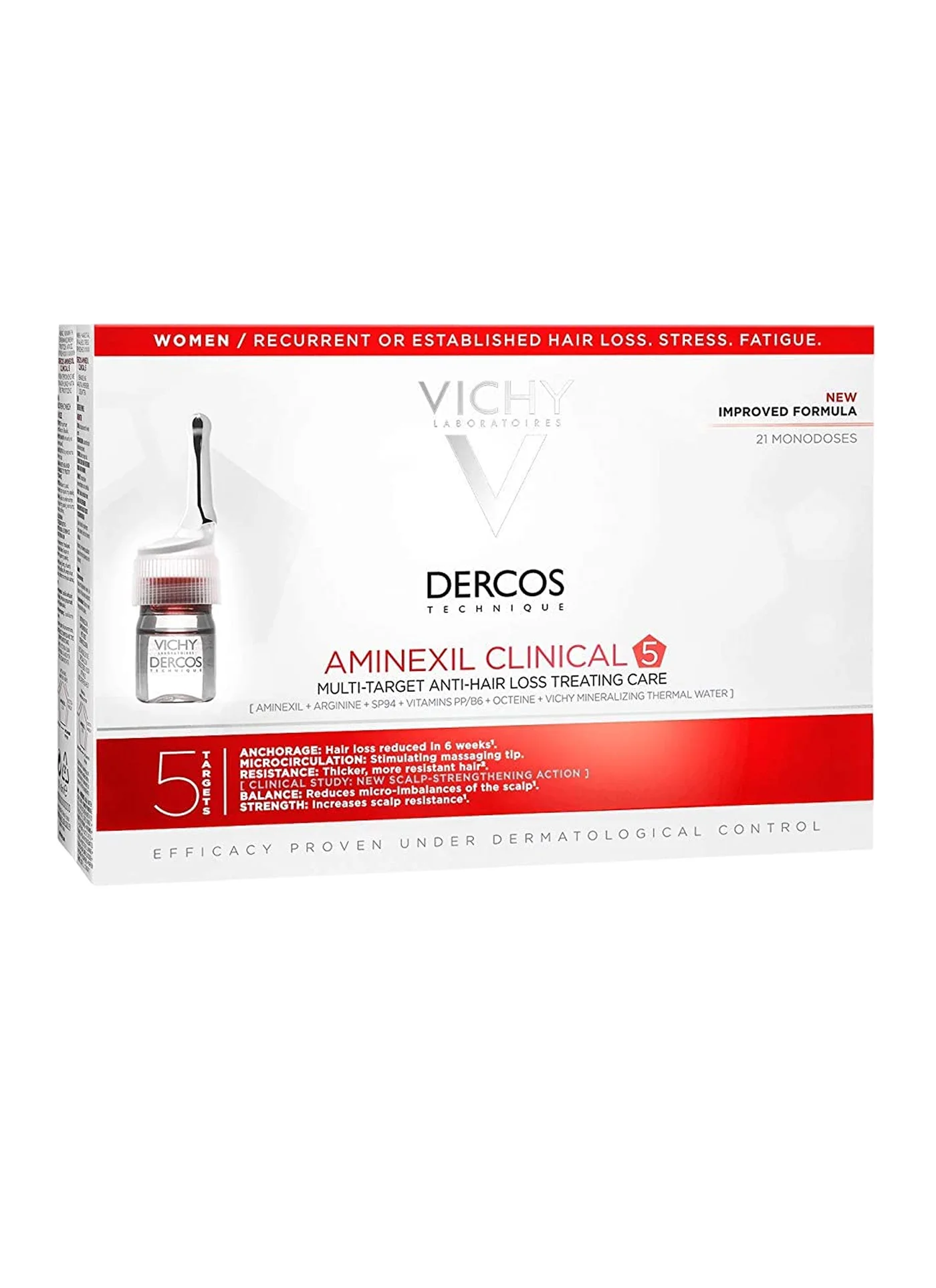 Vichy Dercos Aminexil Clinical 5 Hair Density Treatment For Women (21 Doses, 126 mL) f9tq5