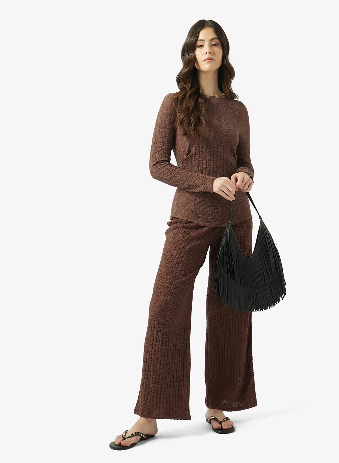ONLY Casual Wide Leg Trousers Premium High-Waisted Relaxed Fit Pants for Women (Solid, Medium) ut3x5