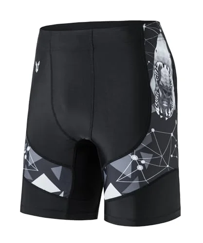 HUGE SPORTS Mens Compression Swim Shorts Rash Guard Quick-Dry Active Workout Tights (Black, S) wa9so