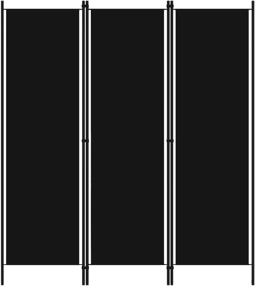 Premium 3-Panel Folding Room Divider Iron Privacy Screen (Black, 120 cm x 170 cm) rs8gl