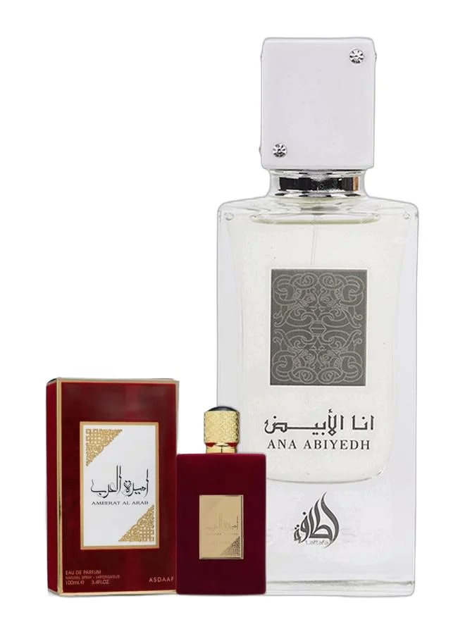Lattafa Perfume Bundle Ameerat Al Arab EDP 100mL and Ana Abiyedh EDP 60mL Set for Women zmbqh