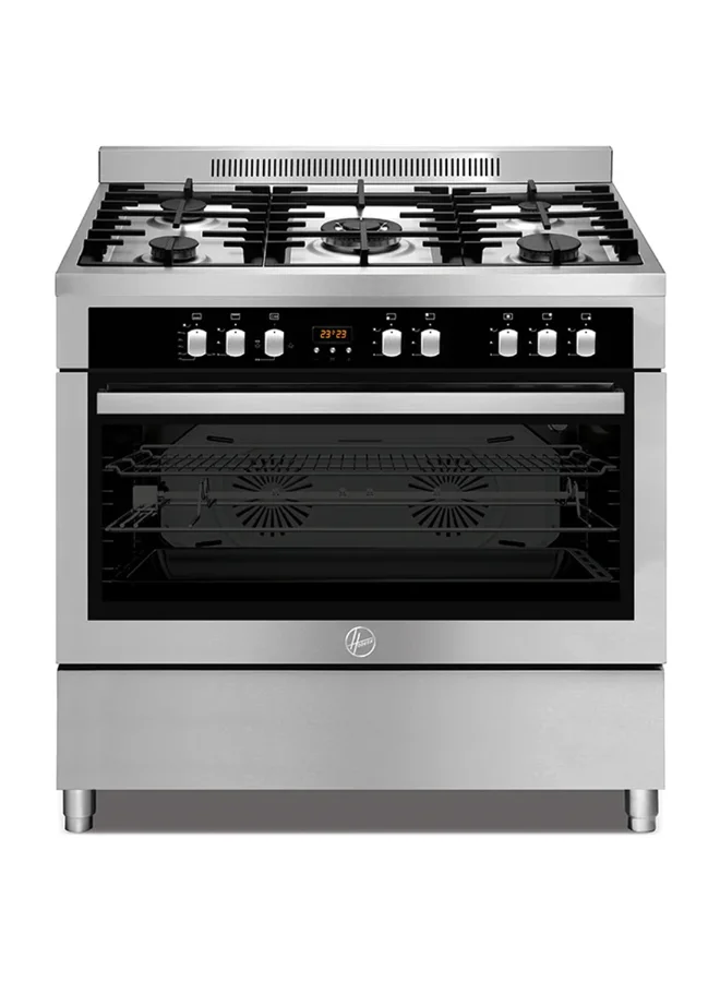 Premium Gas Cooker Oven 90x60 cm with 5 Burners and Convection Fans (Silver, 90x60 cm) o786q