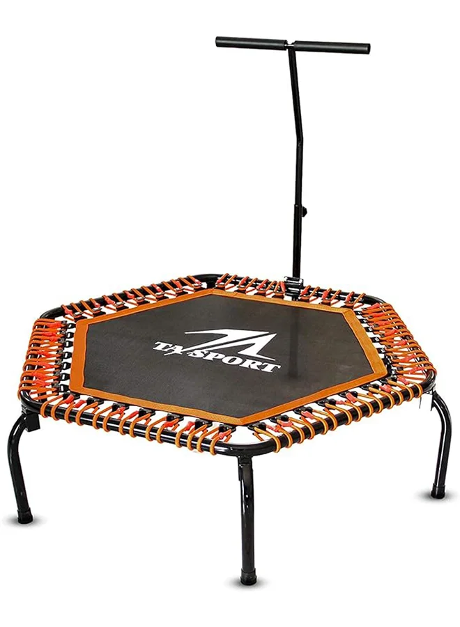 TA SPORT Fitness Trampoline Heavy-Duty Indoor Rebounder for Cardio Workout (Black/Orange, 127 cm) tezc5