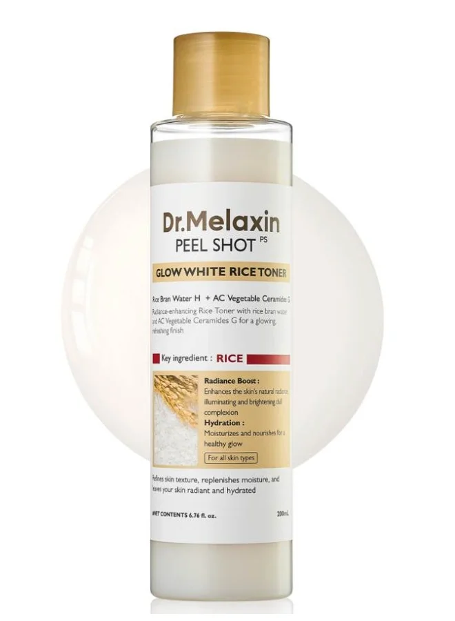 Dr. Melaxin PeelShot Rice Toner Gentle Exfoliating Facial Resurfacing Solution for Radiant Skin (200 mL) qb9aw