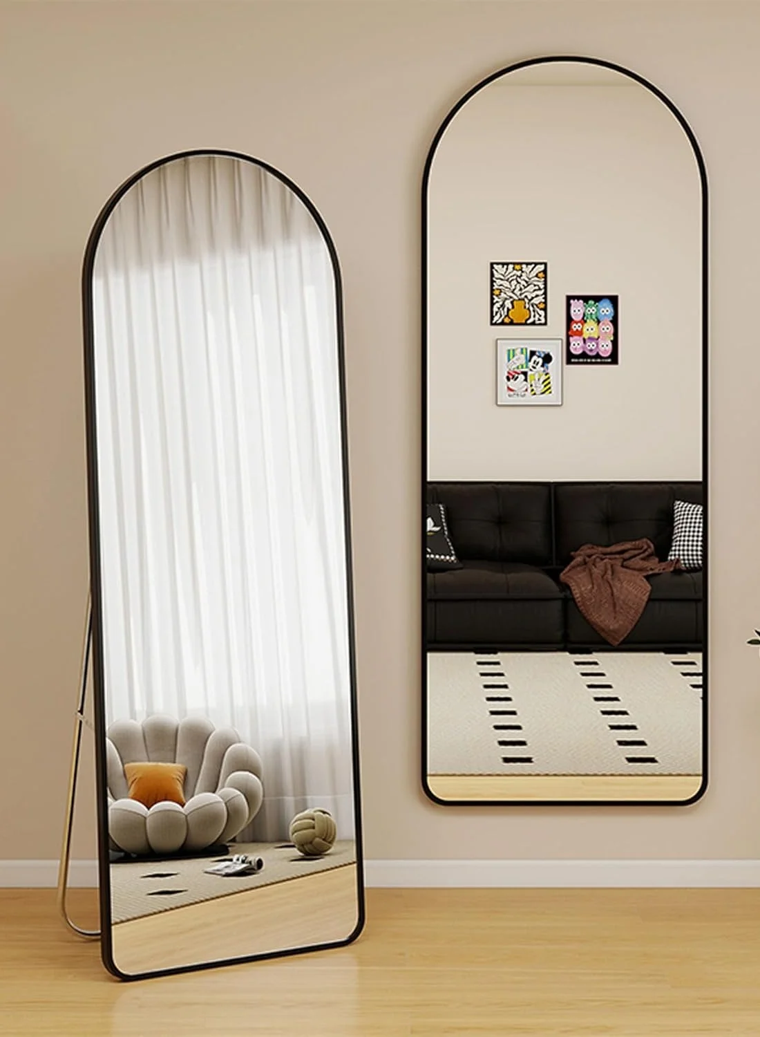 Bluejw Arched Full-Length Mirror with Aluminum Frame (Black, 160 cm x 50 cm) fzq8v