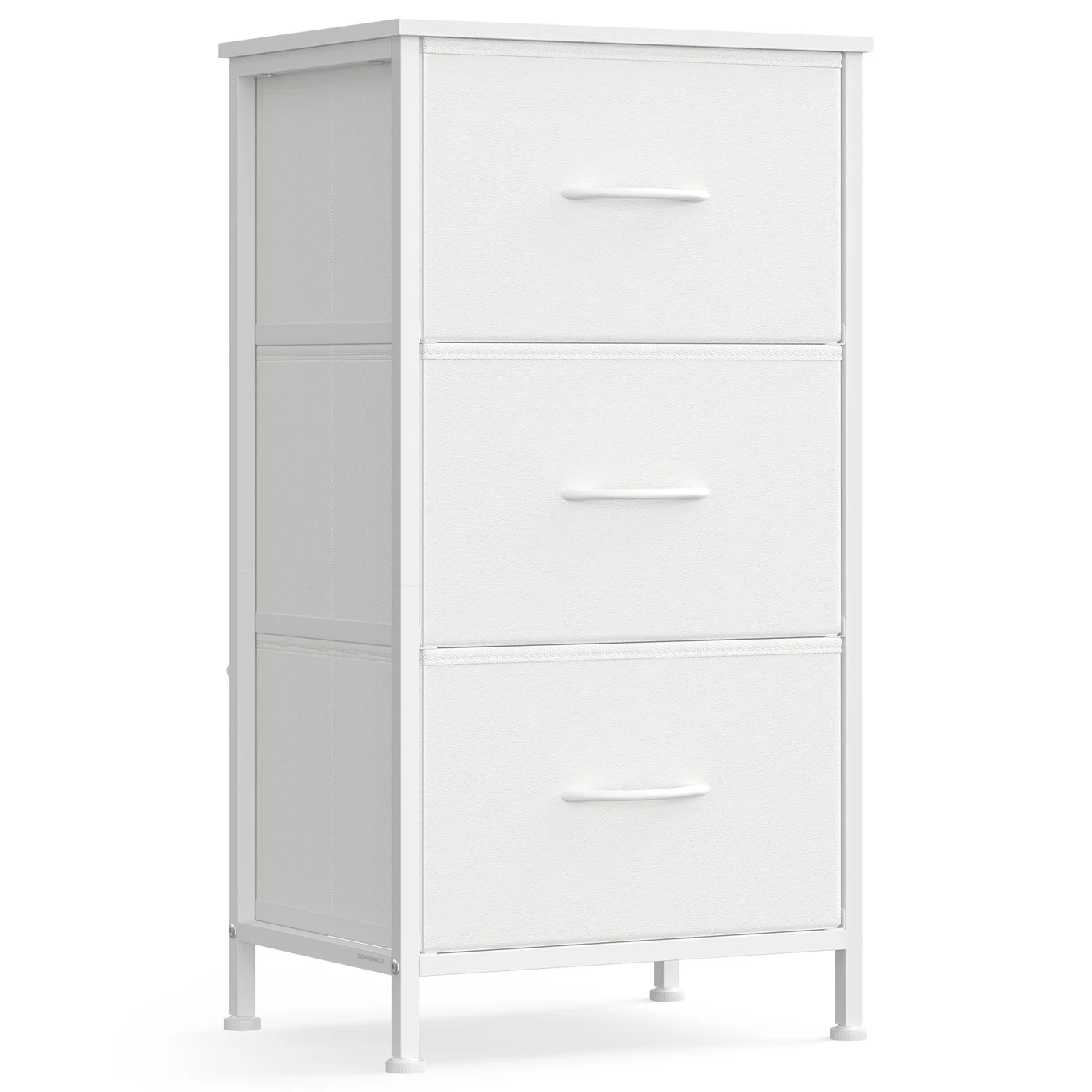 SONGMICS Storage Dresser with 3 Fabric Drawers, Premium Steel and MDF Frame, Compact Organizer Unit for Bedroom and Entryway (White, 3-Drawer) p1jdp