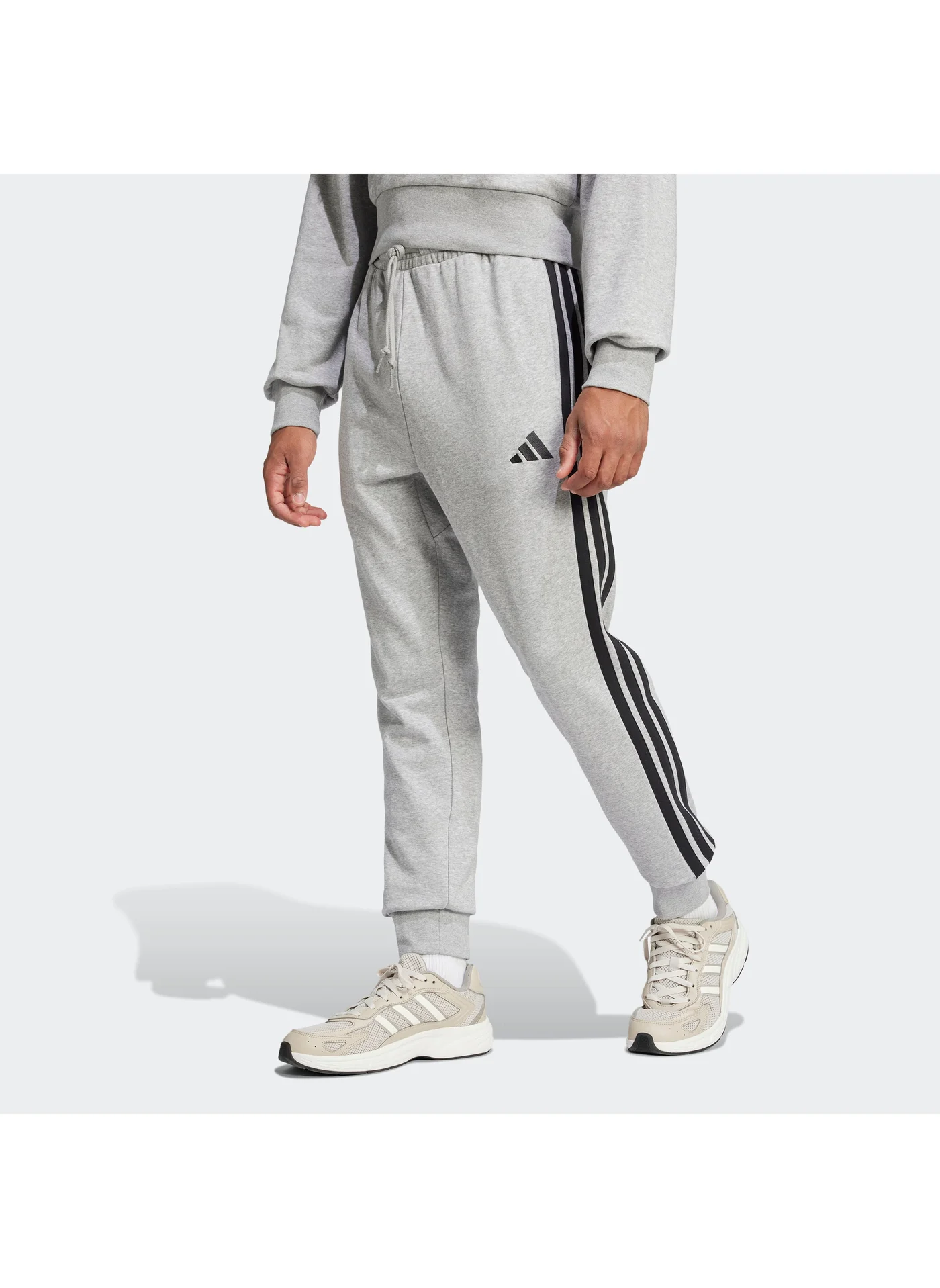 Sport Essential 3 Stripe French Terry Sweatpants Premium Athletic Joggers for Men (Black, Medium) uy9vq