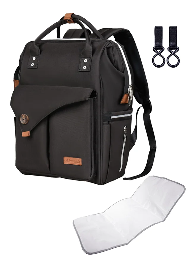 Alameda Premium Diaper Backpack Large Capacity Travel Bag for Parents (Black, 40 cm x 30 cm x 20 cm) zixhk