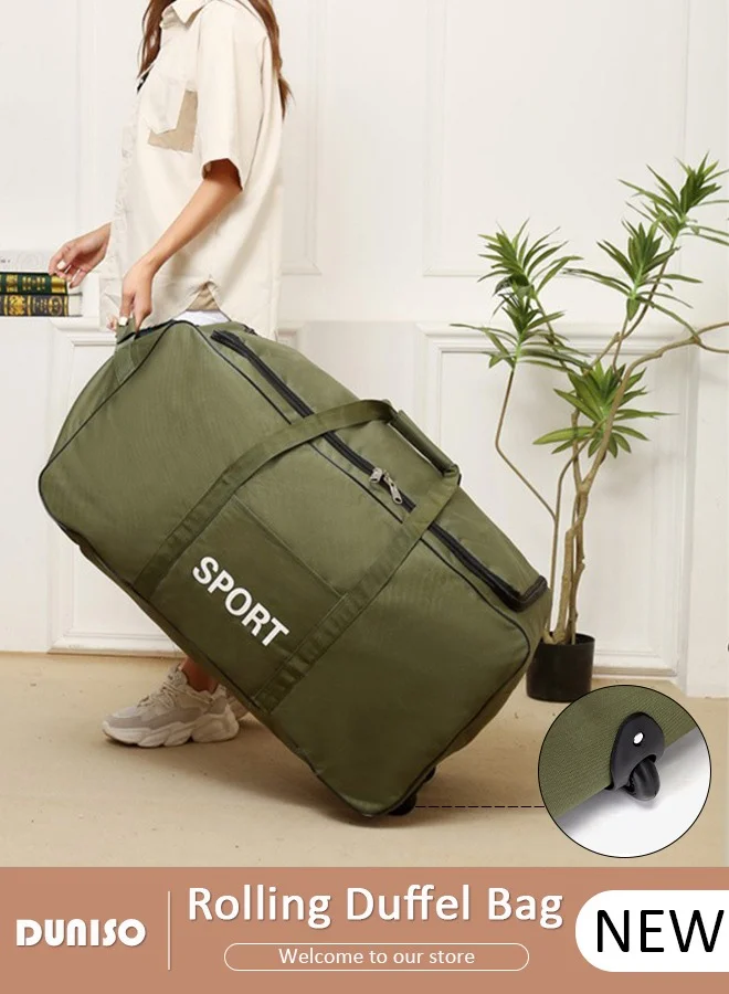 DUNISO Foldable Rolling Duffel Bag with 2 Wheels (Large Capacity, Durable Travel Luggage for Camping and Sports, 75 cm) ih9ye