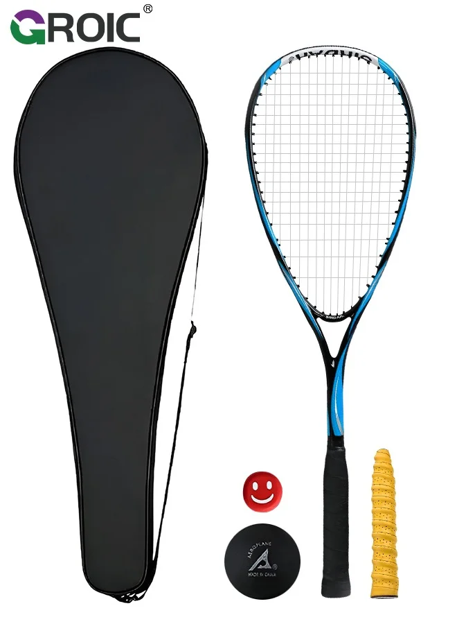 GROIC Squash Racket Set Professional Training Gear with Ball and Carrying Bag (27 Inch, 1 Pack) dyoud