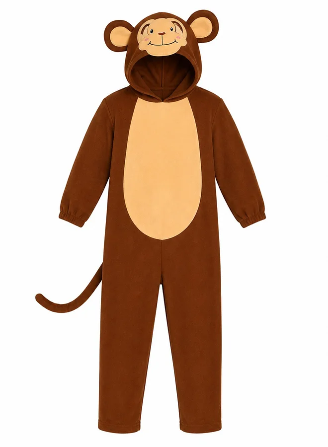 Toy Land Monkey Animal Costume with Hood (Brown, 2-3 Years) Jungle Safari Fancy Dress Outfit for Kids uyfb8