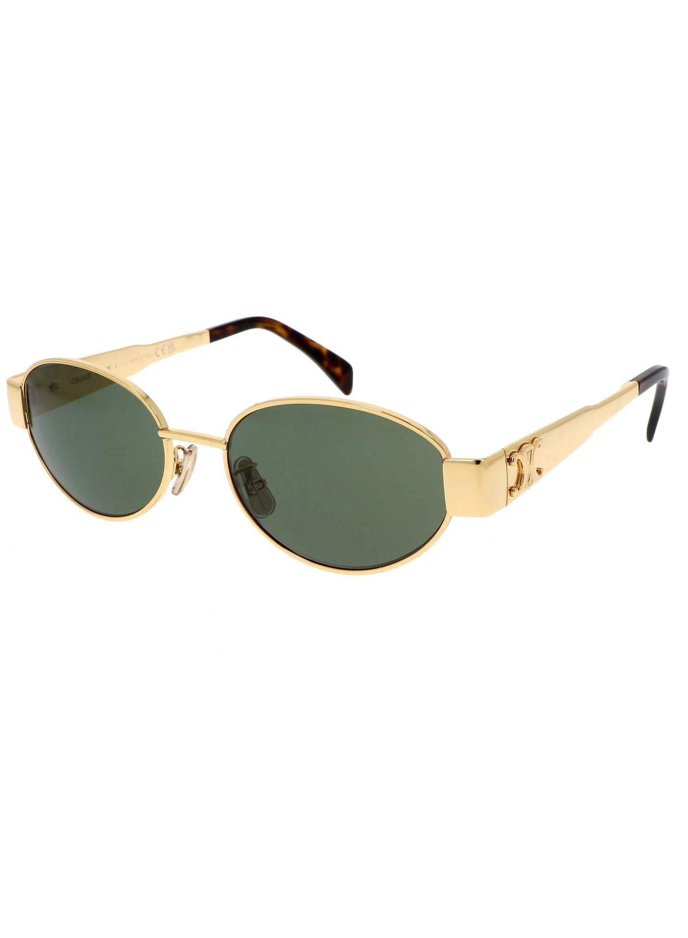 Premium Oval Metal Sunglasses Gold Frame Elegant Designer Style for Women (One Size) pht1o