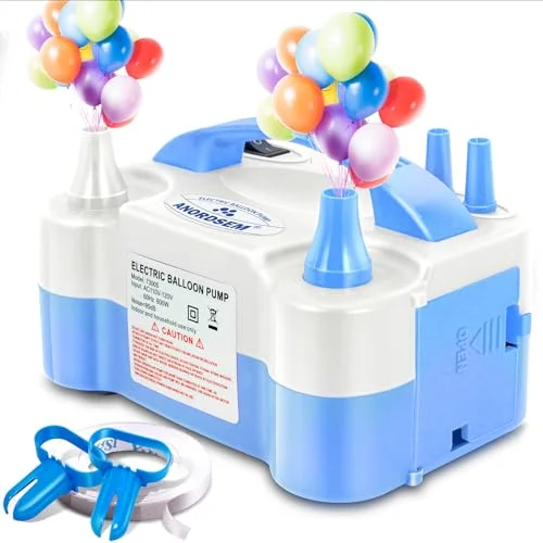 Electric Balloon Air Pump Dual Nozzle Quick Inflating Blower Machine for Party Decoration (Rose Red, 1 Unit) fl1ui
