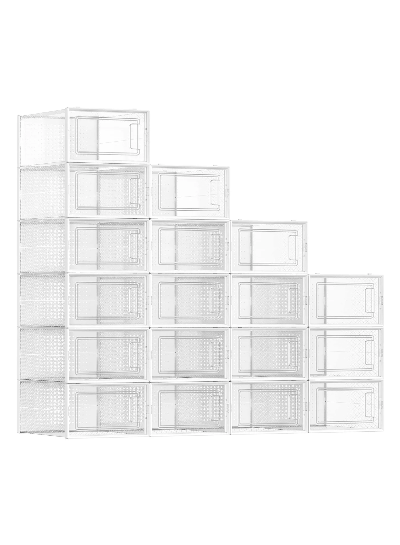 Premium Foldable Shoe Storage Boxes (Clear, 18 Pack) Stackable Organizer for Home Closet Organization agnhi