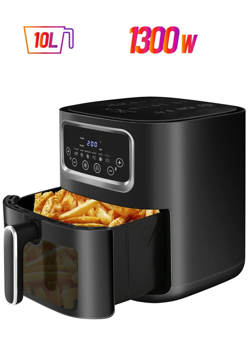 LAC LAICHY Digital Air Fryer 10-in-1 Multi-Cooker with Touch Screen and Nonstick Basket (Black, 10 L) 2wb5a