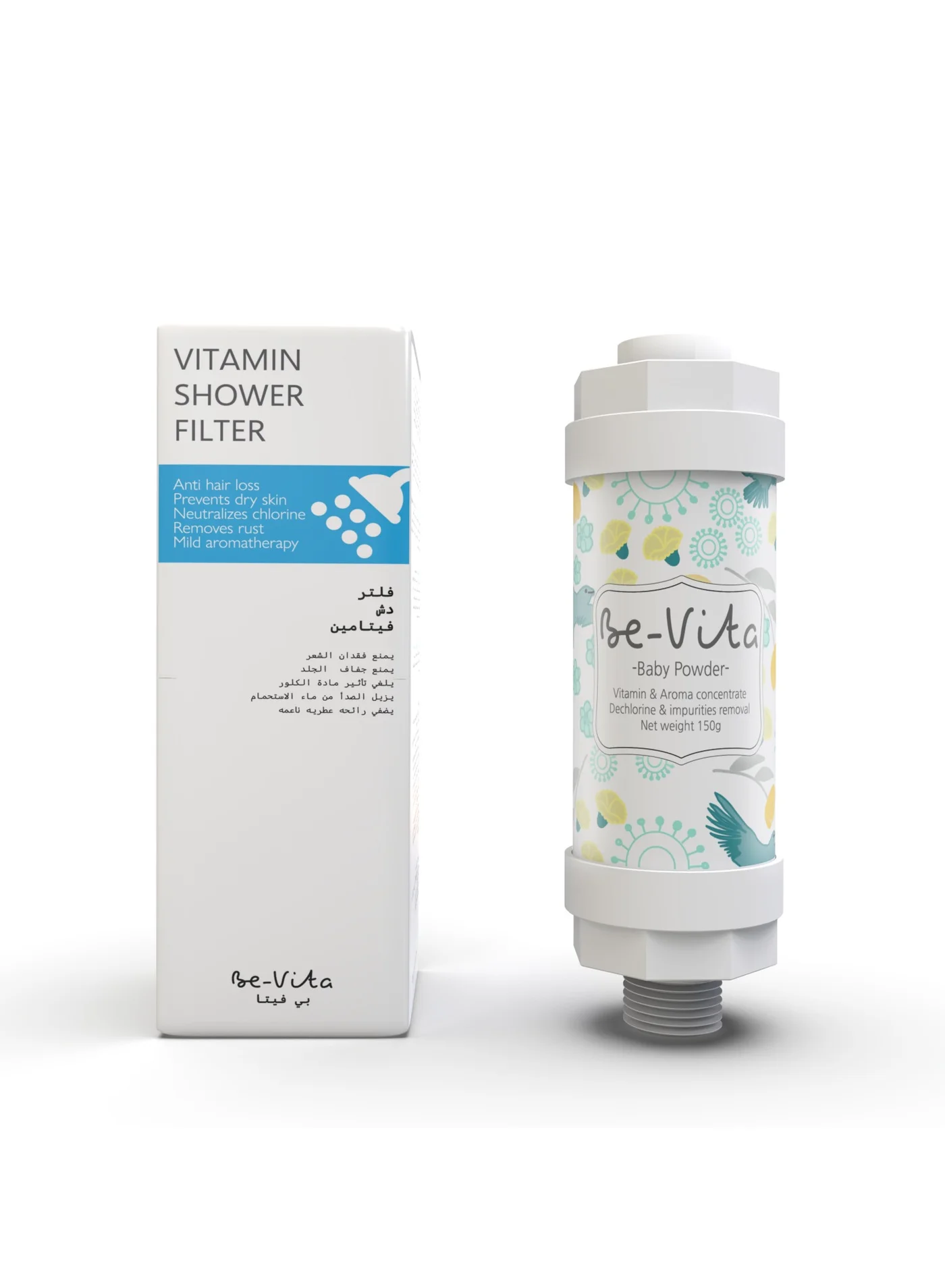 Be-Vita Vitamin Shower Filter for Chlorine and Rust Removal (Baby Powder Scent, 150g) j0wn1