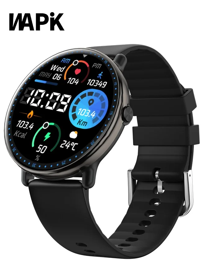 WAPIK Y6 Business Smartwatch AMOLED Display Bluetooth Calling Waterproof Fitness Tracker for Men (Black, 3.6 cm) xhkxu