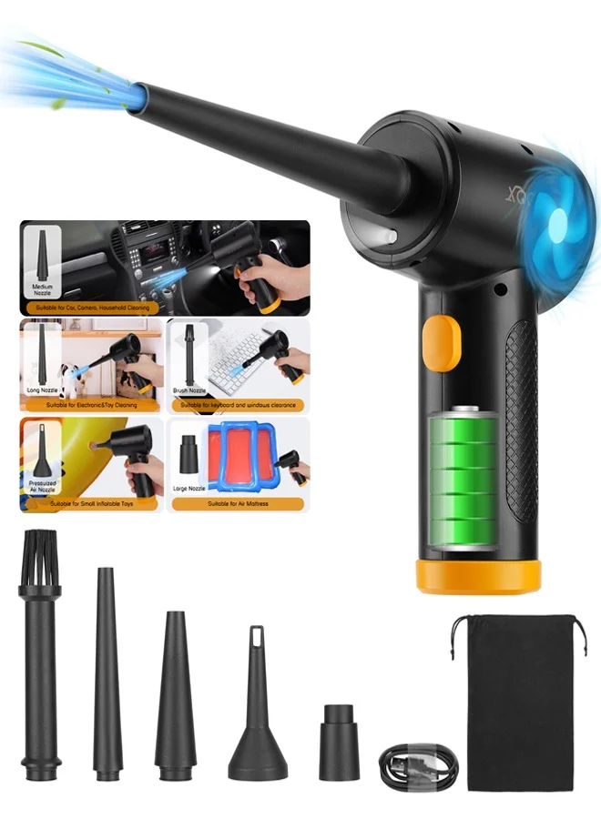 Xoopla Electric Air Duster 51000 RPM Cordless Compressed Air Blower with LED Light for Electronics Cleaning (3-Gear, 1 Unit) o68sd