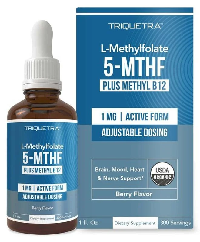 Triquetra Health Organic Methyl Folate 1000 mcg with Methyl B12 Liquid Supplement (30 mL) l3xm0