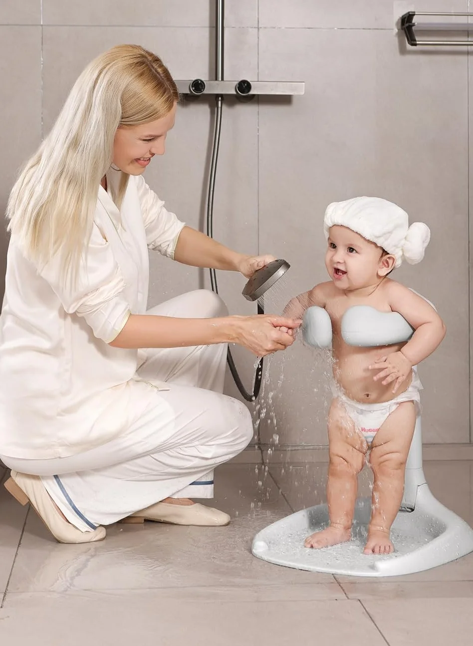 MOMENT Adjustable Baby Bath Stand with Safety Handle and Foldable Frame (Grey, 1 Unit) jbpsa