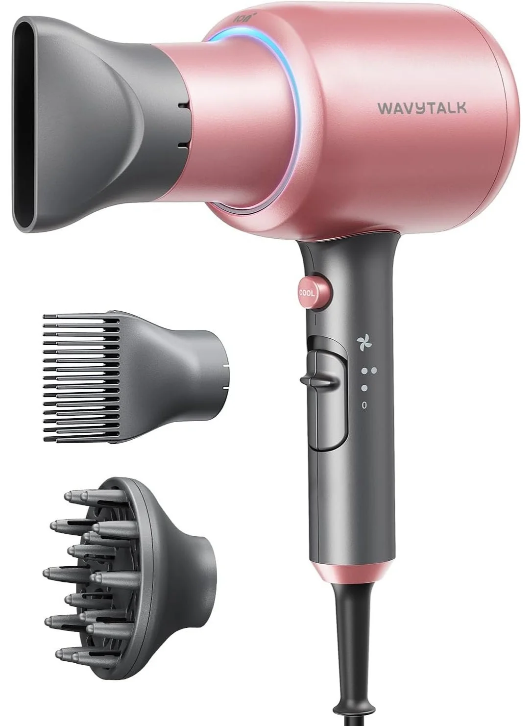 Wavytalk Ionic Hair Dryer with Diffuser (1875W, 3 Heat & 2 Speed Settings, Professional Fast Drying for All Hair Types) 8h0pz