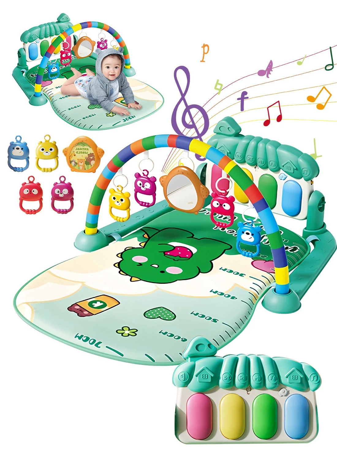 MaBaby Musical Activity Gym Play Mat with Kick and Play Piano for Newborns and Infants (Cotton, 75cm x 60cm) boxcv