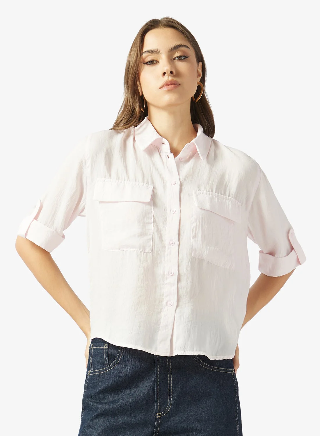 VERO MODA Pocket Detailed Button Down Shirt Premium Casual Long Sleeve Top for Women 2r037