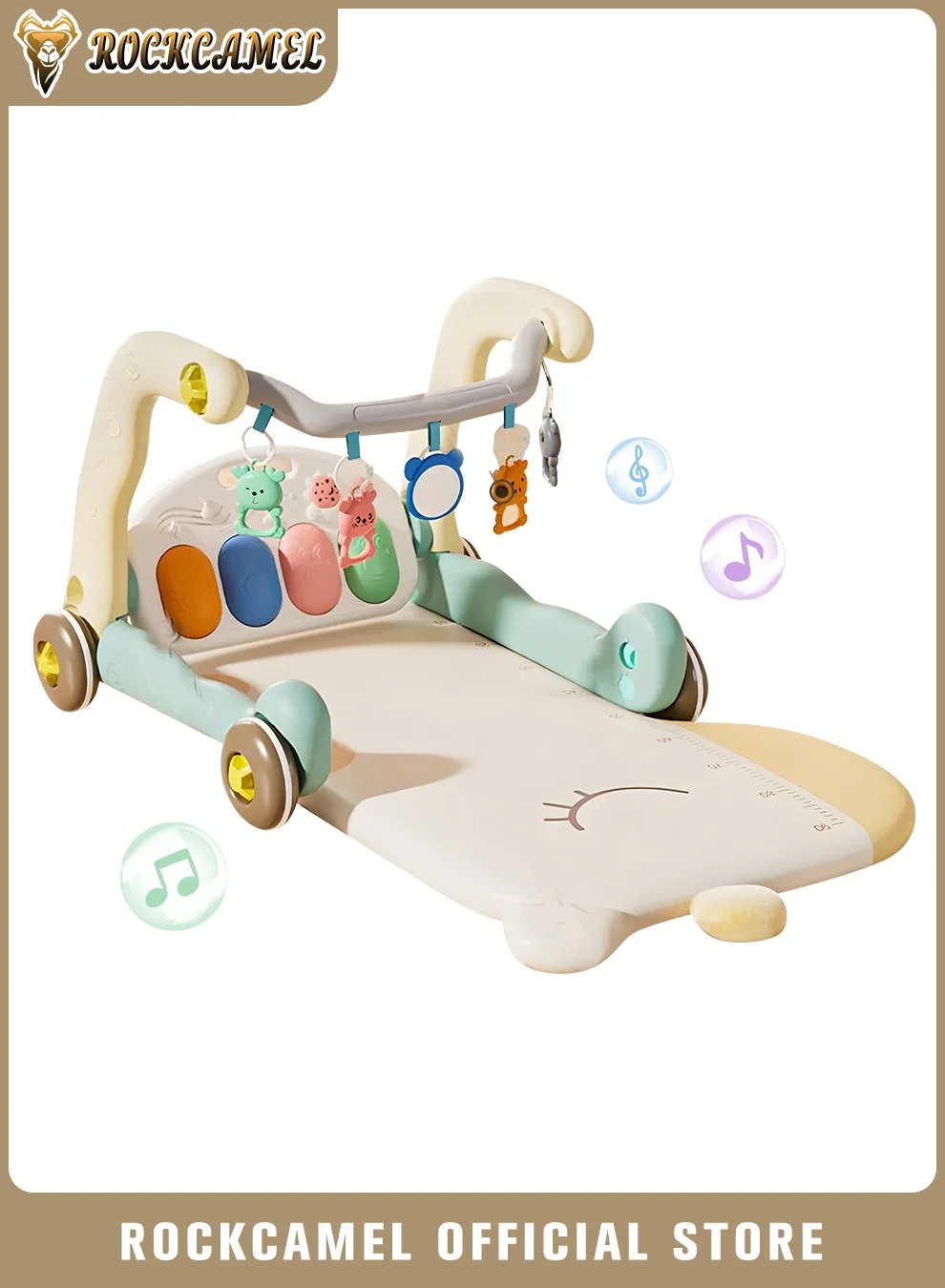 ROCKCAMEL Baby Play Gym Mat with Kick and Play Piano, Musical Activity Center for Tummy Time (Multicolor, 80 cm x 60 cm) 7e3zh