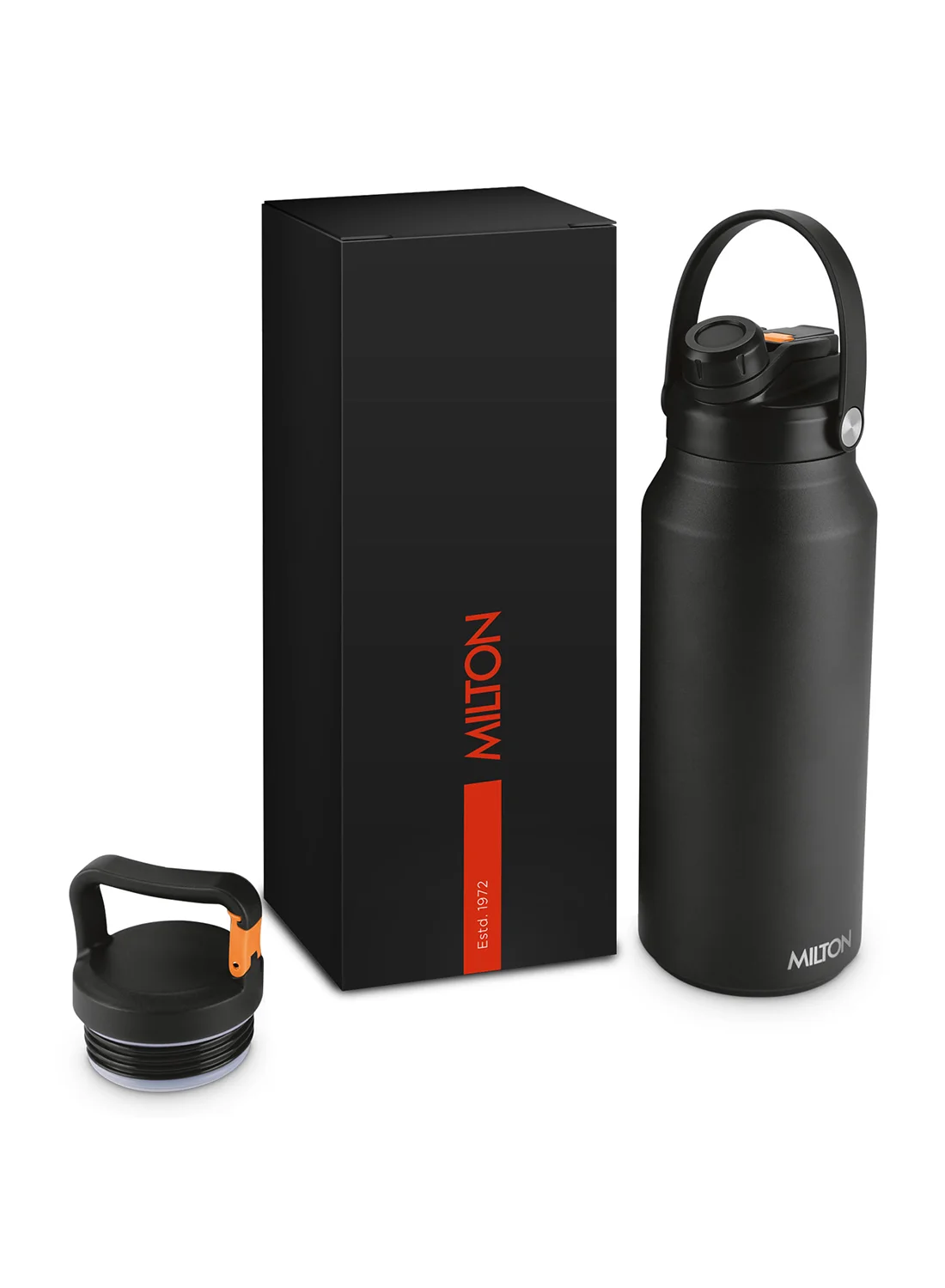 Premium Stainless Steel Vacuum Insulated Water Flask with Straw Lid (Black, 1180 mL) 84qi0
