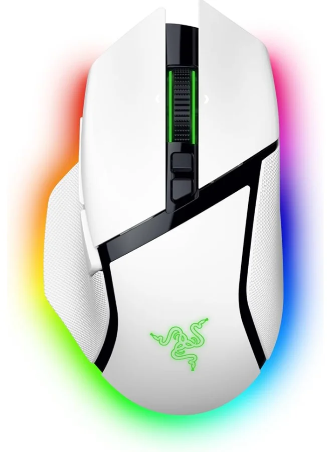 Premium Wireless Gaming Mouse with 35K DPI Optical Sensor and Customizable RGB Lighting (White) ud8g5