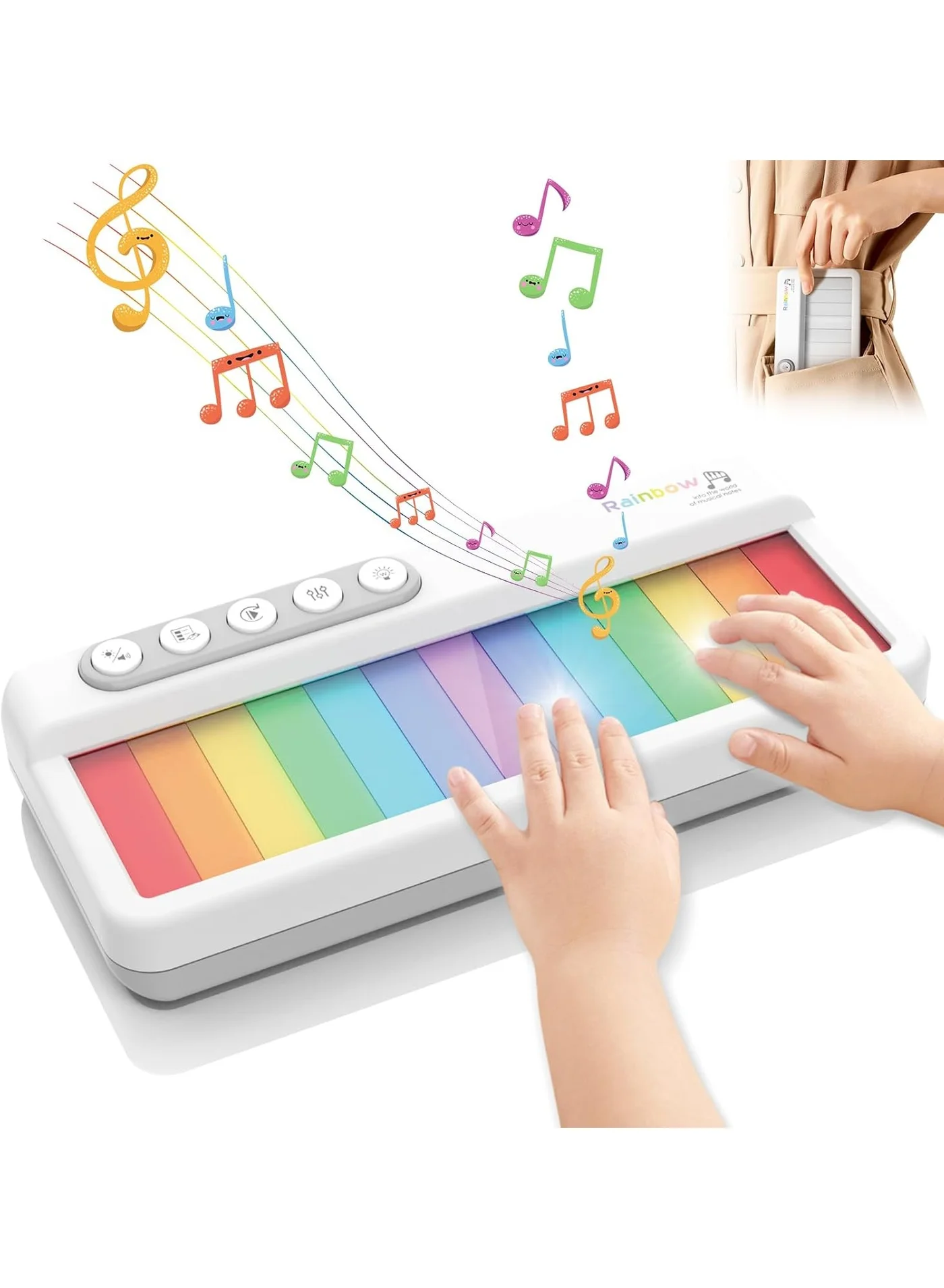 CMGTYYD Electronic Piano Keyboard for Kids, Portable Touch Screen Music Toy with Multicolor Backlit (15 cm) jplzp