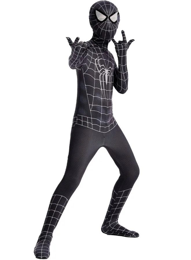 Superhero Cosplay Jumpsuit 3D Printed Spandex Bodysuit for Kids (Black, L/130cm) ax0ah