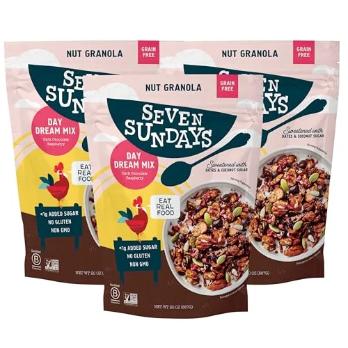 Seven Sundays Nut Granola Cereal Day Dream Dark Chocolate Raspberry (Gluten Free, 1700g) e5gt8