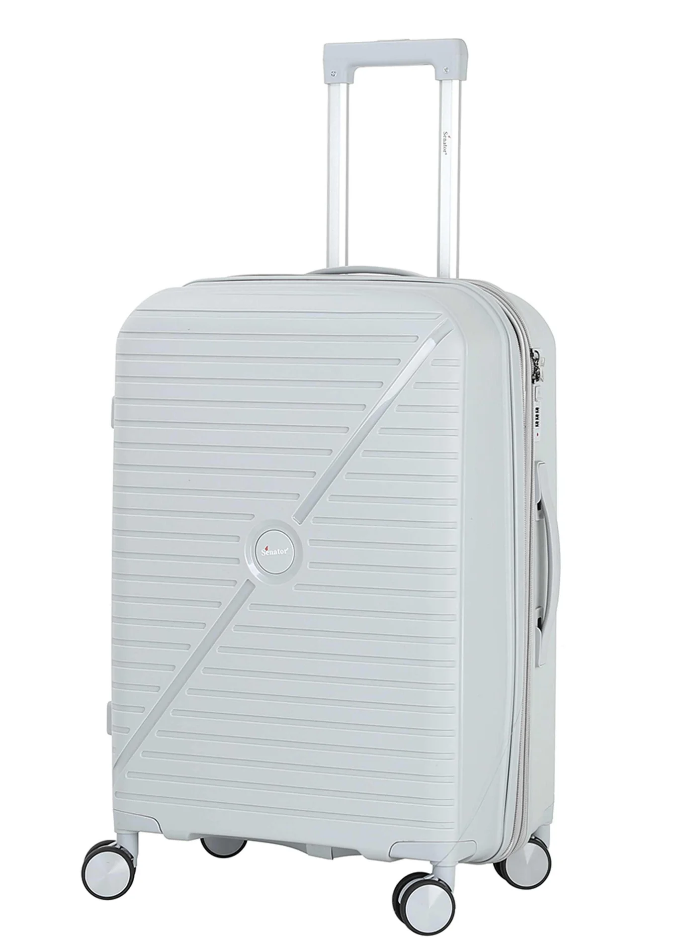 SENATOR Expandable Hard Case Trolley Luggage Lightweight PP Suitcase with 4 Double Spinner Wheels and Secure Zippers (Silver, 55 cm) gn8ae
