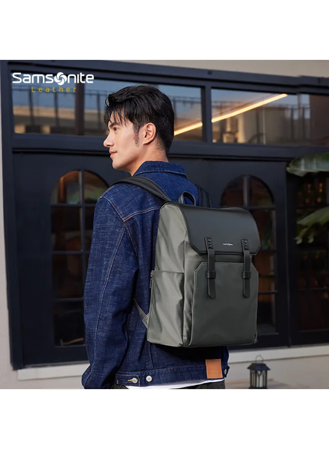 Premium Commuter Laptop Backpack Genuine Leather Business Bag (15.6-inch, Black) irkzb