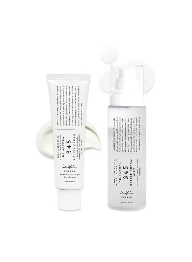 Dr.Althea 345 Relief Cream and Cream Mist Set (50mL and 100mL) Premium Vegan Skincare Duo for Sensitive Skin hh2u8