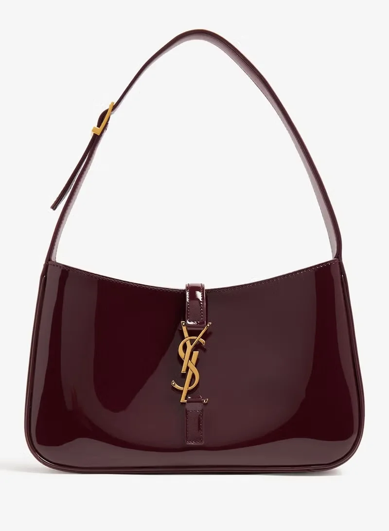 Premium Patent Leather Hobo Shoulder Bag Glossy Wine Red (One Size) rvvdf